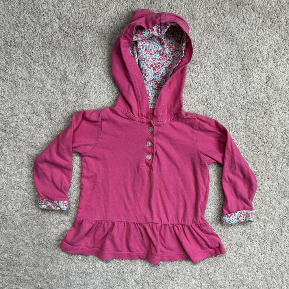 * Carters Spring Pink Hoodie With Floral Trim 18 Months 100% Cotton